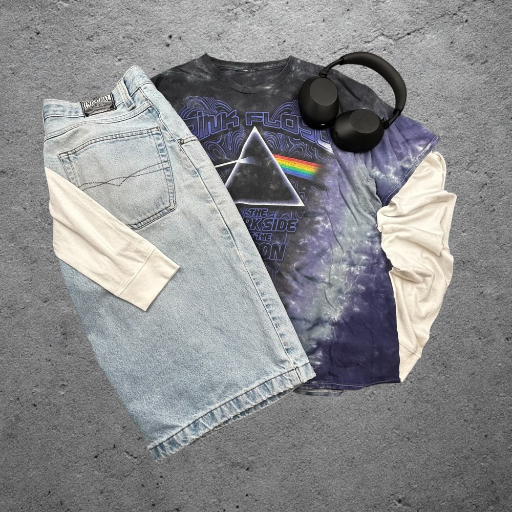 Pink Floyd Dark Side of the‎ Moon Tie Dye Graphic T-Shirt Mens XL Blue Grey Y2K